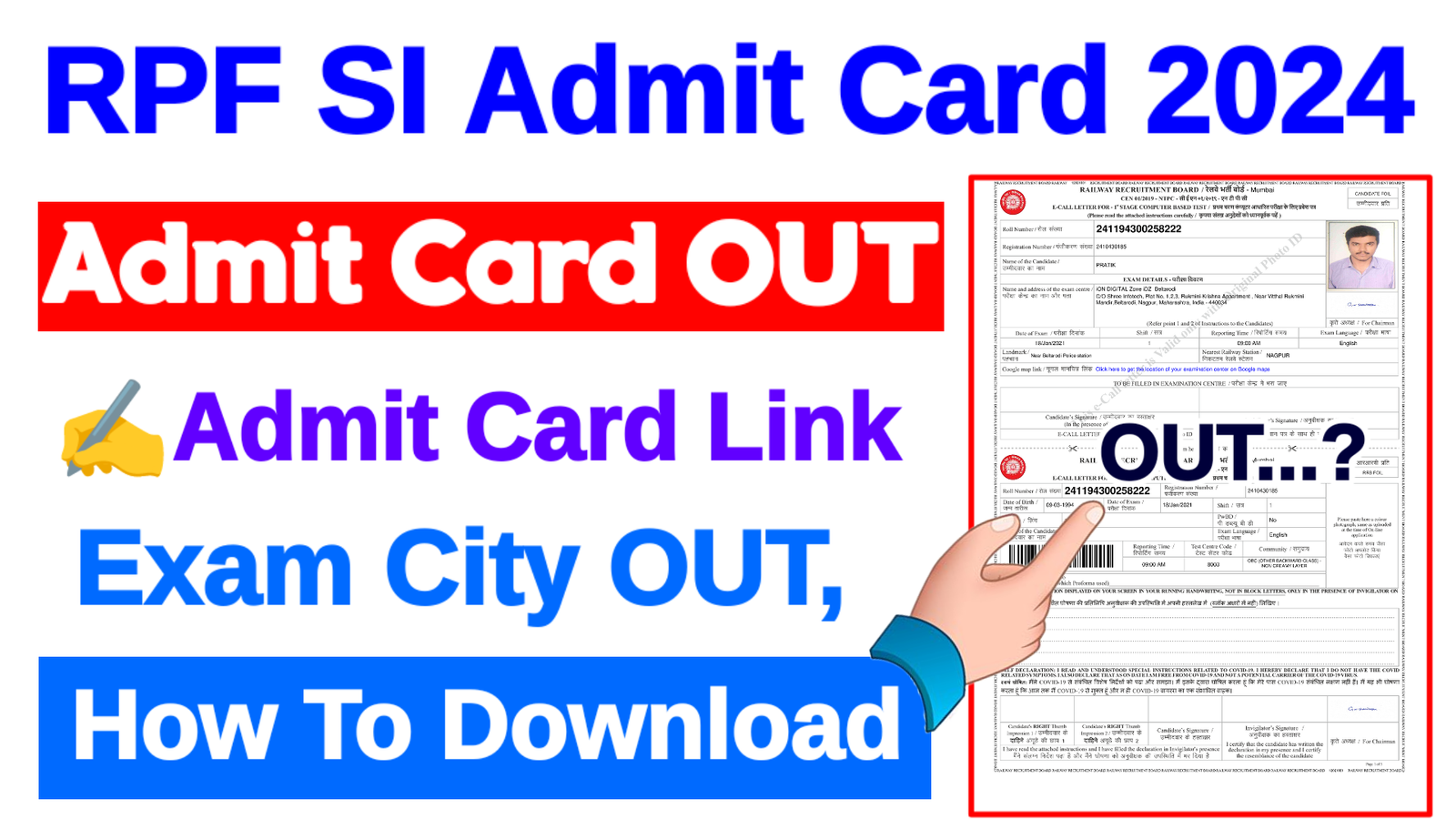 RPF SI Admit Card 2024